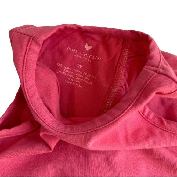 Pink Chicken NWT 3Y Joy Cotton Slub Ruffle Back Blouse Hot Pink Preppy Casual - Picture 5 of 5